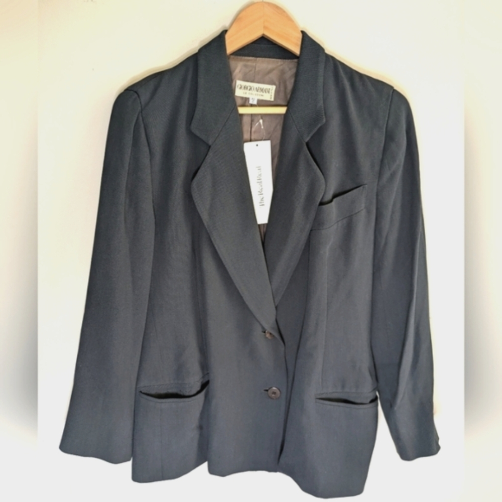 Giorgio Armani Vintage Womens Black Blazer Size 44